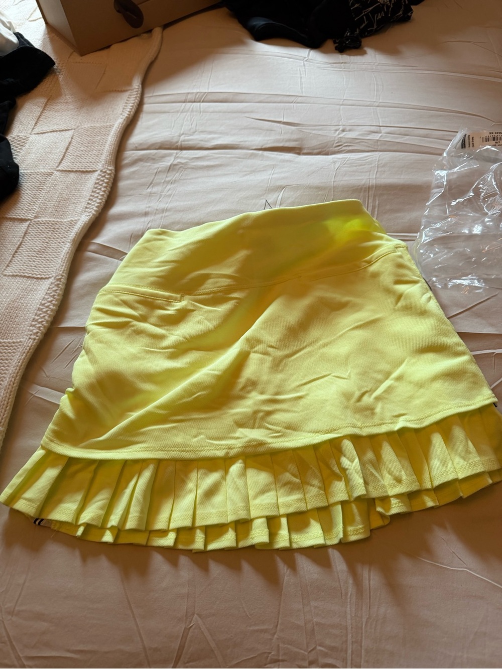 Lucky in Love Neon Yellow Pleated Hem Skater Skirt